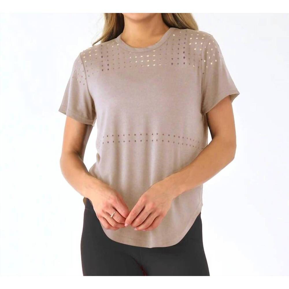 NEW GLYDER mood laser cut crew neck tee in latte